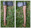 Commission for Nicaize Maupetit as a surprise to Liam Gordon upon his safe return from deployment. Axe head was purchased elsewhere, I did the handle work - pyrography and wire wrapping.