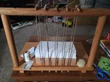 Setup of Sewing Frame for book-binding.