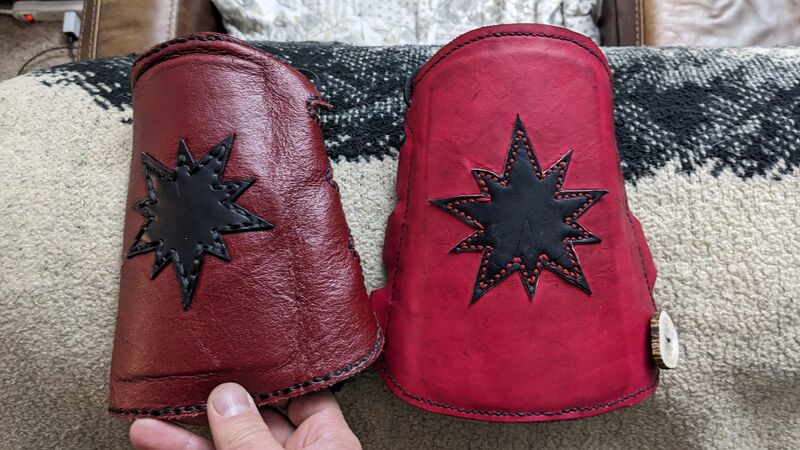 File:Leather Work- My Arcarius Bracer on the right..jpg