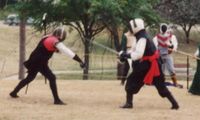 1990, Bryn Gwlad Yule Revel. Fighting Kazimir. Photo by Elison Sommerfield