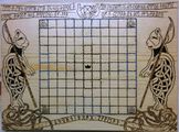 Pyrography with wire inlay - Prize board for the Hnefatafl tournament at the Bjornsborg Tavern event.