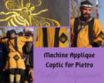 Custom Bee Coptic for Pietro of Meridies, all machine sewn, appliqued, and embroidered.